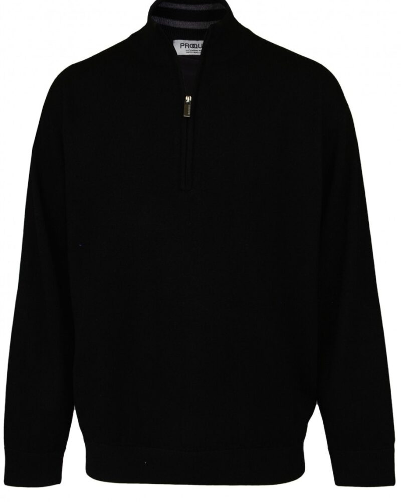 PQ2218 BLACK Lined Zip Neck