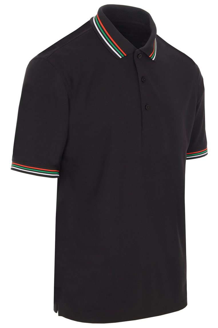 ProQuip GPS-11 polo shirt is a stylish golf pique with tri-stripe contrast collar and sleeves